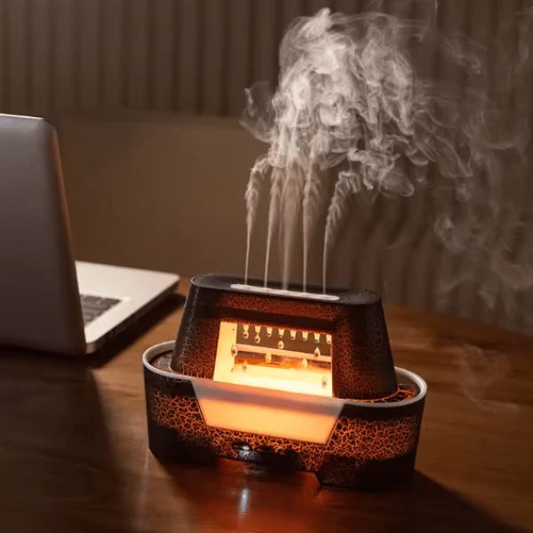 Raindrop Aroma Humidifier with Flame LED & Remote – Ultrasonic Essential Oil Diffuser فواحة عطرية