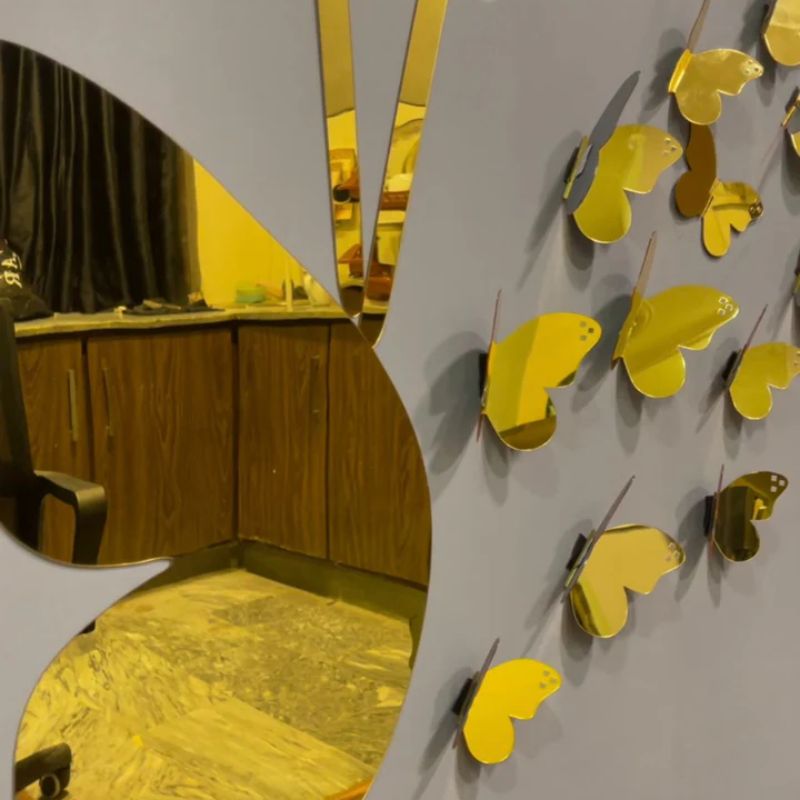 3D Golden Mini Mirror Butterfly Set – Elegant Wall Decor Accent