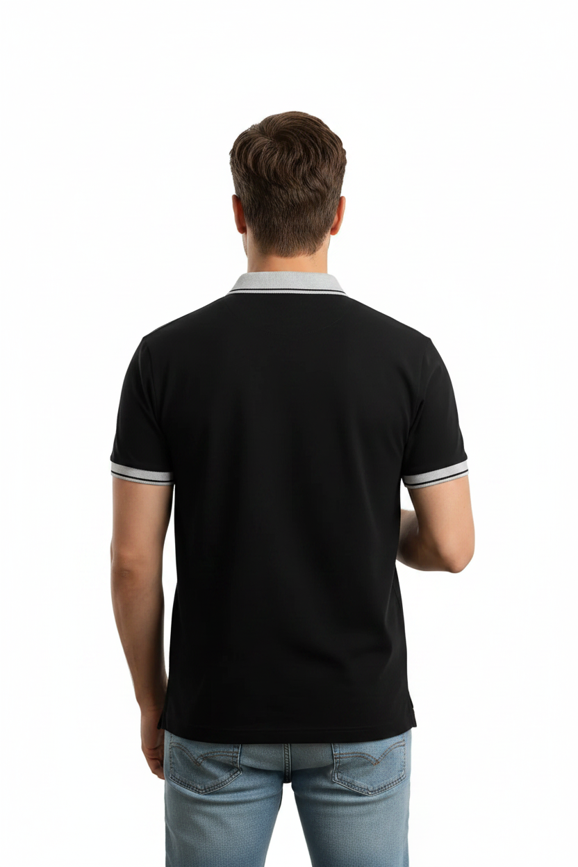 Black Horseman Polo Shirt for Men | Classic Fit Cotton Polo | Short Sleeve Everyday Wear (M–XL)