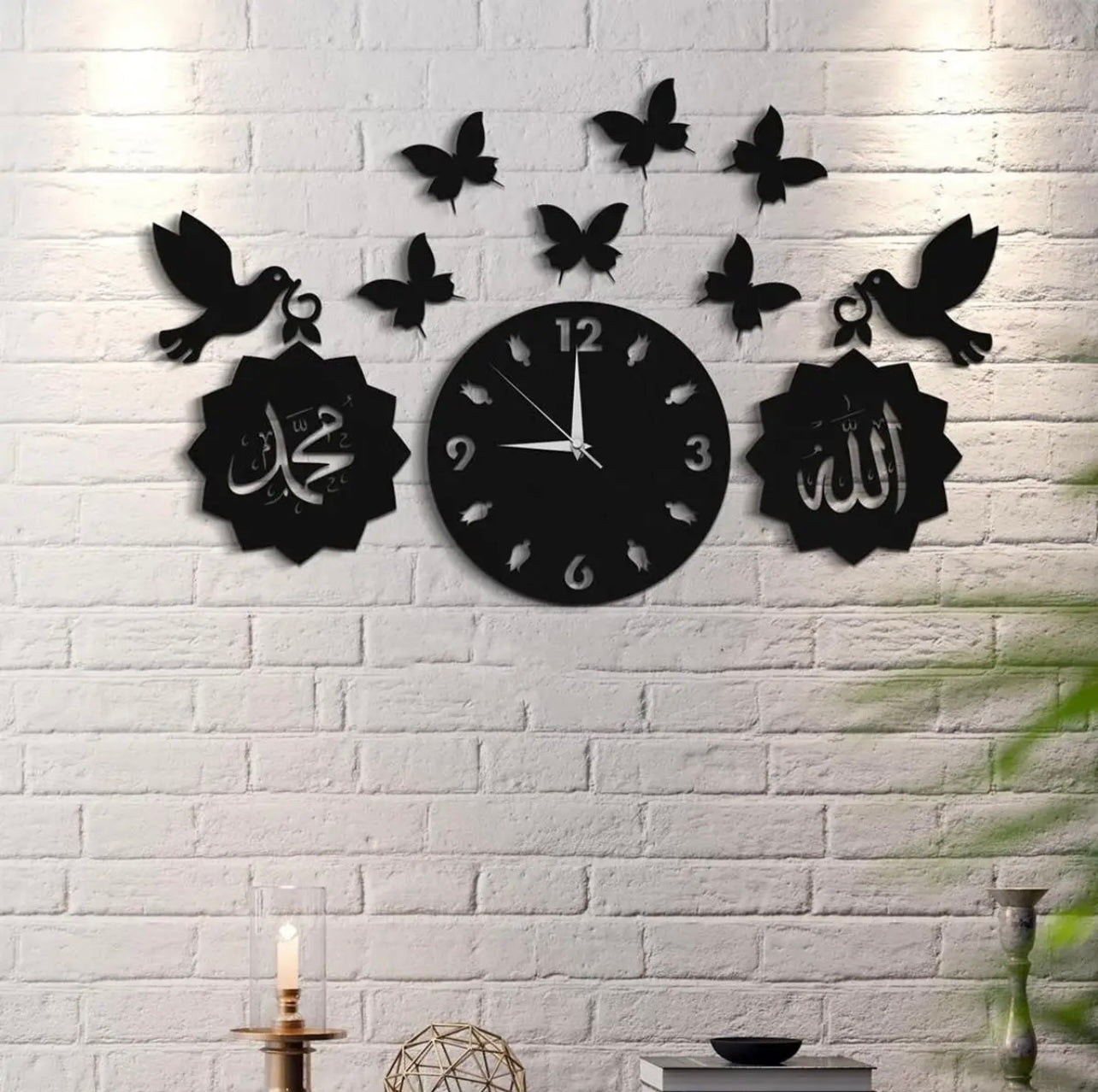 3D Wooden Islamic Wall Clock 40 Inch | ساعة حائط اسلامية كبيرة