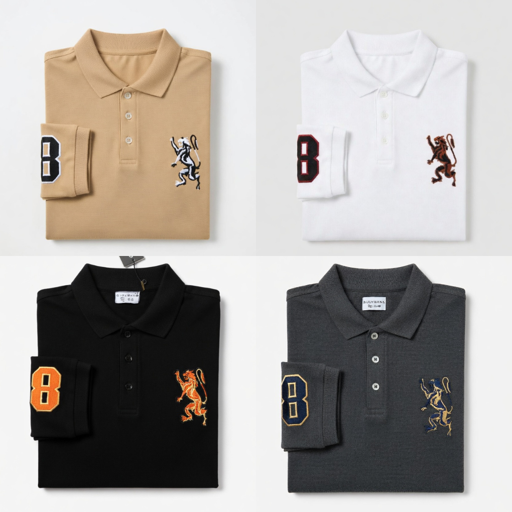 Classic Crest Polo – Beige • White • Black • Charcoal